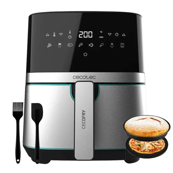 Imagen 2 Freidora de aire de 5,5 L y 1700 W con acabados en acero inoxidable. Cocina con una sola cucharada de aceite y tecnología PerfectCook. Incluye accesorios.