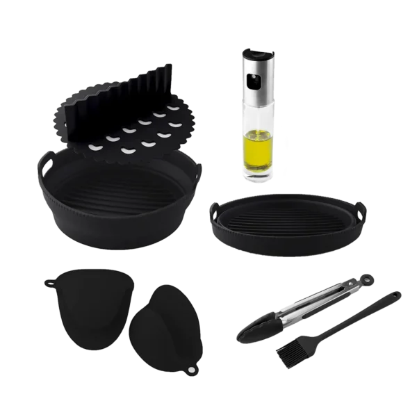 Pack de accesorios de silicona Cecofry para freidora de aire con molde, separador, guantes, brocha, pinzas y dispensador de aceite