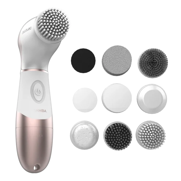 Imagen 4 Cepillo facial Bamba FaceCare TotalClean con 9 cabezales para cara, cuerpo y pies. Rotación 360º, diseño ergonómico y bolsa de viaje para un cuidado integral.