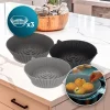 Imagen 7 Pack de 3 moldes de silicona para freidoras de aire de 5 a 8 litros. Accesorios BPA Free con diseño de circulación de aire y fácil limpieza para cocina saludable.