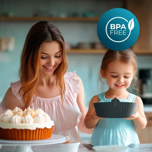 Imagen 8 Pack de 3 moldes de silicona para freidoras de aire de 5 a 8 litros. Accesorios BPA Free con diseño de circulación de aire y fácil limpieza para cocina saludable.