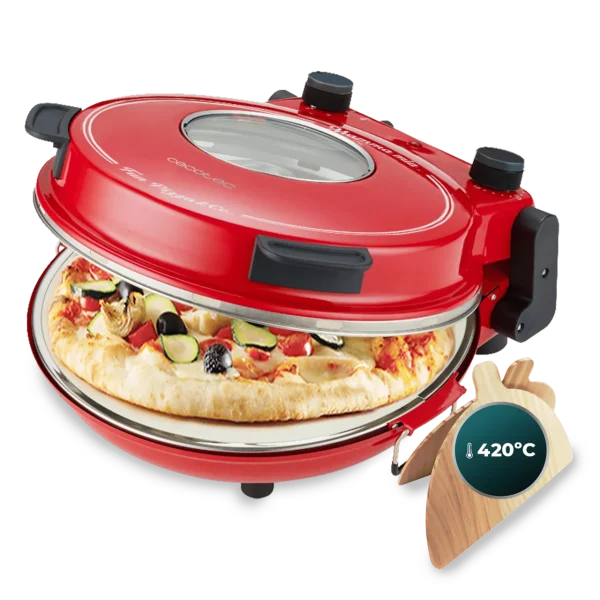 Imagen 4 Horno eléctrico para pizzas Fun Pizza&Co Mamma Mia Vista de 1200 W. Alcanza 420 ºC, incluye piedra antiadherente y ventana para control total del cocinado.