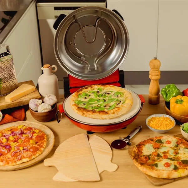 Imagen 5 Horno eléctrico para pizzas Fun Pizza&Co Mamma Mia Vista de 1200 W. Alcanza 420 ºC, incluye piedra antiadherente y ventana para control total del cocinado.