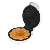 Gofrera Cecotec Fun Gofrestone Round de acero inoxidable abierta mostrando placa antiadherente con diseño de corazón