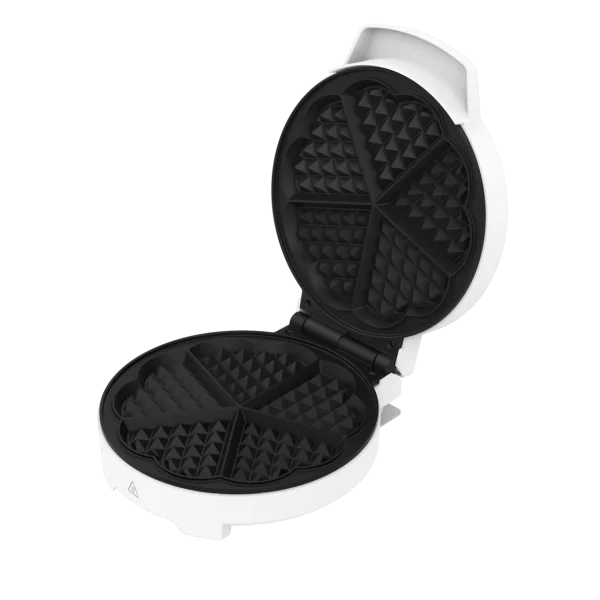 Imagen 2 Gofrera circular de 1000 W con revestimiento RockStone antiadherente. Diseño en acero inoxidable para preparar un gofre grande o cinco con forma de corazón.