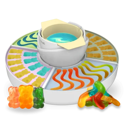 Máquina para hacer gominolas Cecotec Fun&Sugar Gummy con moldes de silicona y recipiente calefactable