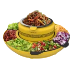 Máquina de tacos Cecotec Fun Taco ¡Ándale! abierta mostrando placas antiadherentes con tres compartimentos para tortillas