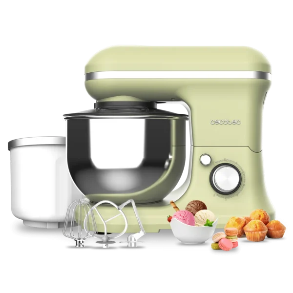 Batidora amasadora Cecomixer Merengue 5L 1200 Ice-Cream Green con bol de acero inoxidable y accesorios de repostería