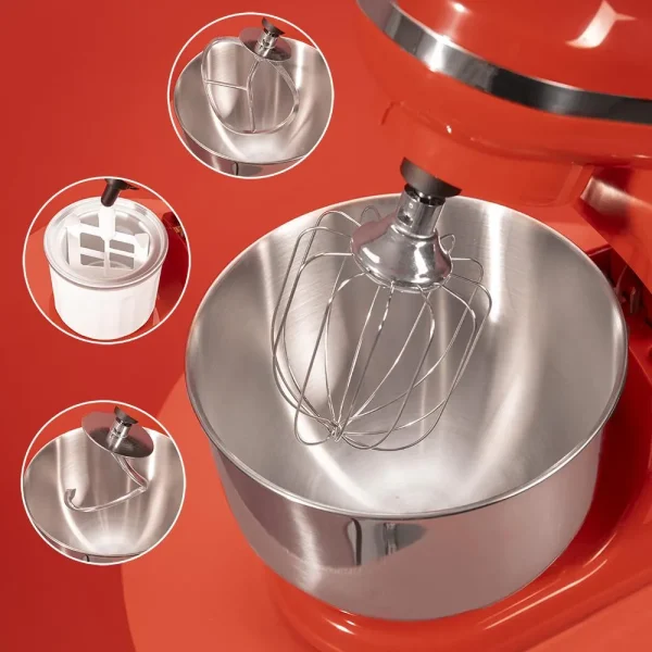 Imagen 6 Batidora amasadora Cecotec de 1200 W con bol de 5 L y función para helados. Diseño elegante en color rojo con 5 funciones ideales para repostería avanzada.
