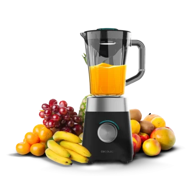 Batidora de vaso Cecotec Power Black Titanium 1300MAX B con jarra de cristal y cuchillas de titanio negro