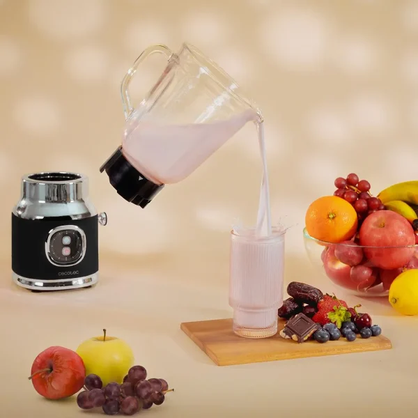 Imagen 6 Batidora de vaso retro de 800 W con cuchillas de titanio negro y jarra de 1 L. Combina potencia y diseño vintage para resultados perfectos en tu cocina.
