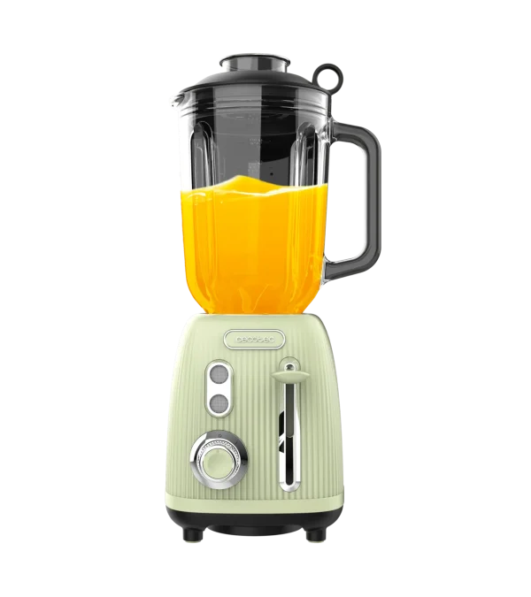 Imagen 2 Batidora de vaso Power Black Titanium RetroGreen de 1200W con jarra de cristal de 1,5L y cuchillas de titanio negro para batidos y mezclas perfectas.