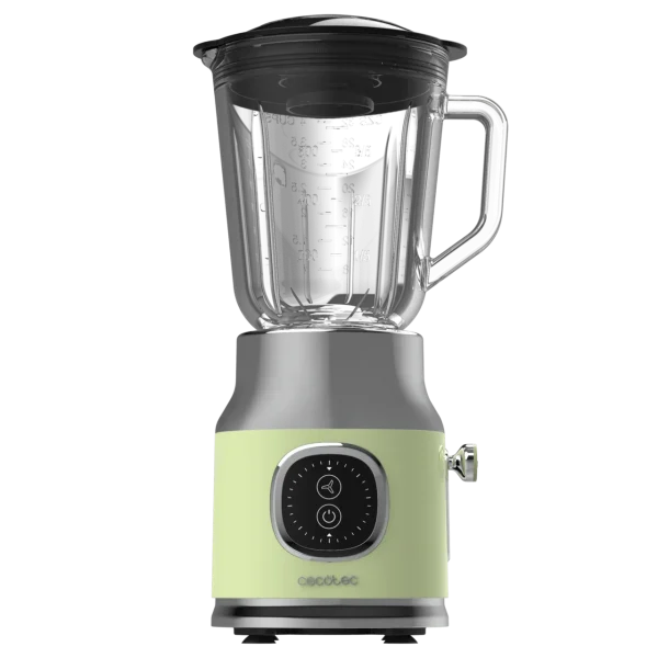 Imagen 2 Batidora RetroTwist Green de 800 W con diseño retro. Incluye jarra de 1 L y cuchillas con recubrimiento de titanio negro para triturar con máxima precisión.