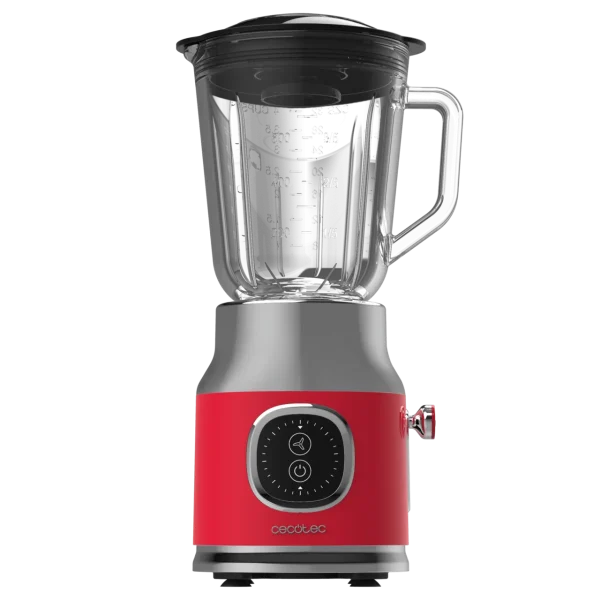 Imagen 2 Batidora de vaso RetroTwist Red de Cecotec con 800 W de potencia, jarra de 1 L y cuchillas de titanio negro. Diseño vintage y eficiencia para tus recetas diarias.