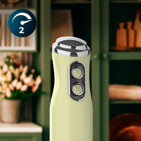 Imagen 5 Batidora de mano Power RetroGreen 1200MAX Cream&Crush con 1200 W, cuchillas de titanio negro y diseño retro. Potencia y estilo para resultados perfectos.