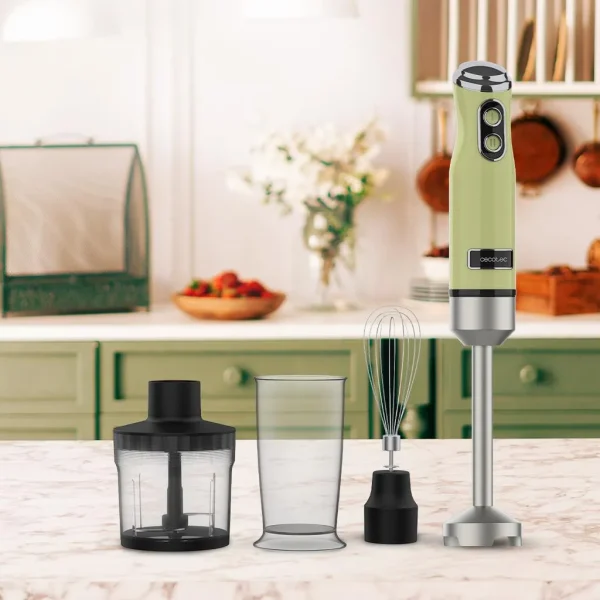 Imagen 7 Batidora de mano Power RetroGreen 1200MAX Cream&Crush con 1200 W, cuchillas de titanio negro y diseño retro. Potencia y estilo para resultados perfectos.