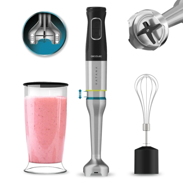 Batidora de mano Cecotec Katana 12 Cream B de 1200W con pie XL y accesorios