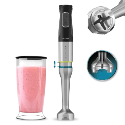 Batidora de mano Cecotec Katana 12 Jar G de 1200 W con pie XL de acero inoxidable y tecnología Perreo Move.