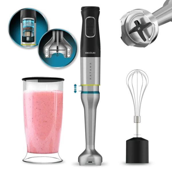 Batidora de mano Cecotec Katana 15 Cream B de 1500W con pie XL y accesorios