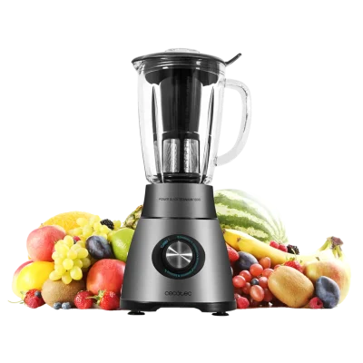 Batidora de vaso Cecotec Power Black Titanium 1800 con jarra de cristal y cuchillas de titanio negro