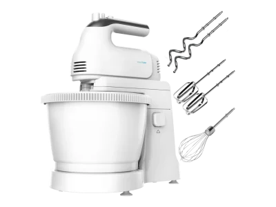 Batidora de varillas PowerTwist 500 Gyro con bol autogiratorio y accesorios de acero inoxidable