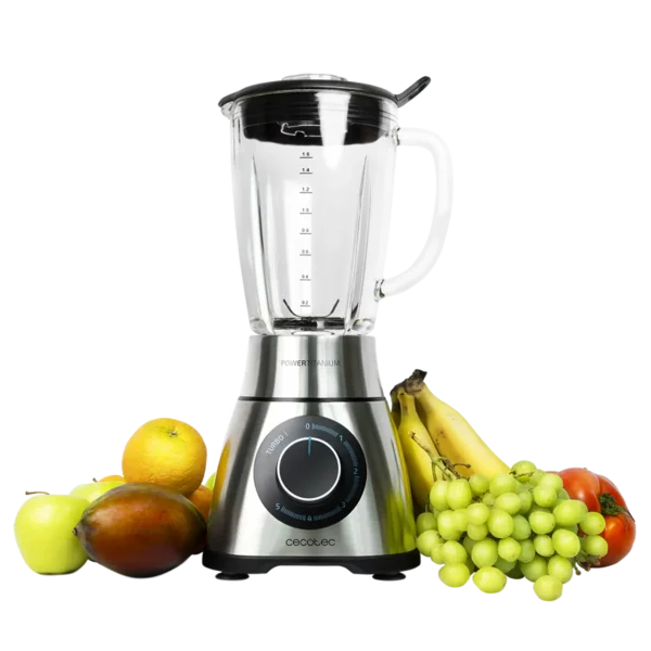 Batidora de vaso Cecotec Power Black Titanium 1300 PerfectMix con jarra de cristal y acabados en acero inoxidable
