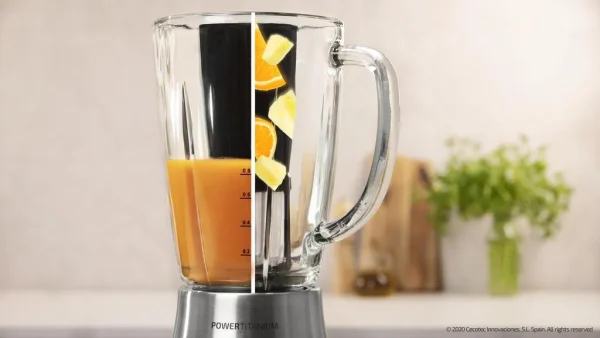 Imagen 5 Batidora de vaso de 1300 W con cuchilla de 6 hojas de titanio negro y 1,8 L de capacidad. Incluye filtro para licuados y jarra de cristal termorresistente.