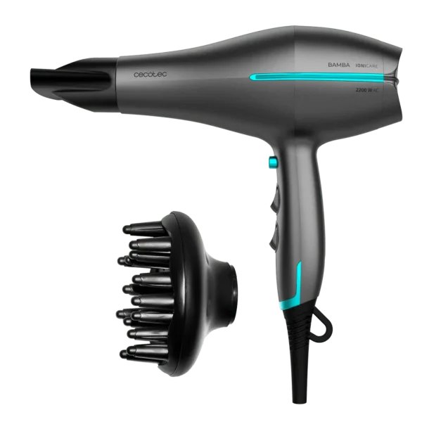 Secador de pelo Bamba IoniCare 5300 Maxi Aura Black con accesorios difusor y concentrador