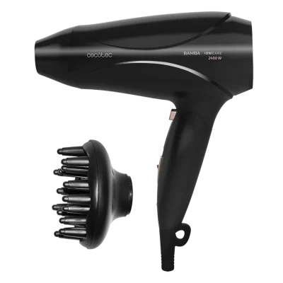 Secador de pelo iónico Bamba IoniCare 5450 Power&Go Pro Fire en color negro con detalles en bronce y accesorios