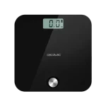 Vista superior de la báscula de baño Cecotec Surface Precision EcoPower 10000 Healthy Black en vidrio templado negro