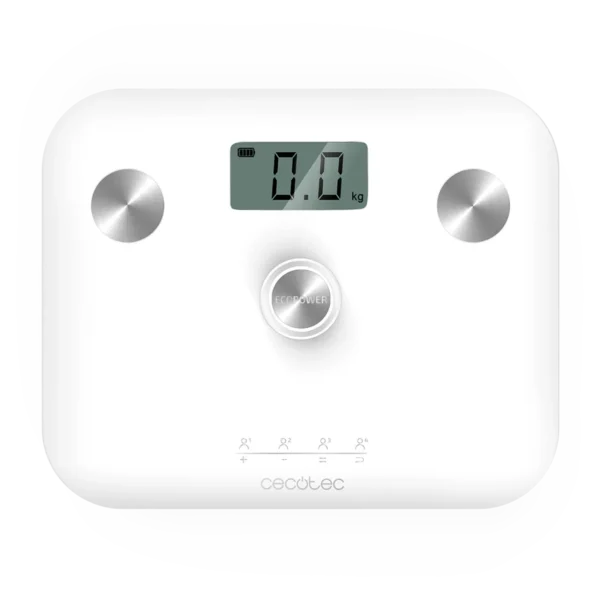 Báscula de baño Cecotec Surface Precision EcoPower 10100 Full Healthy White con vidrio templado y pantalla LCD