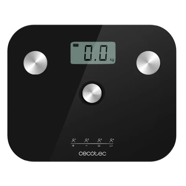 Báscula de baño CECOTEC Surface Precision EcoPower 10100 Full Healthy Black con superficie de vidrio templado negro y pulsador