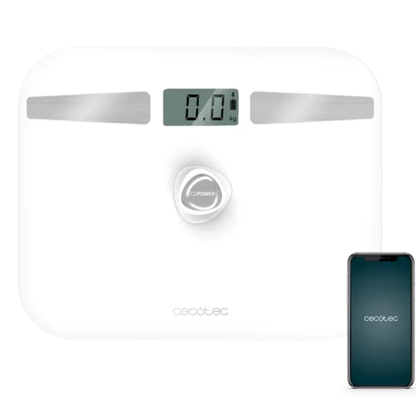 Báscula de baño Cecotec Surface Precision EcoPower 10200 Smart Healthy White con superficie de vidrio templado y pulsador