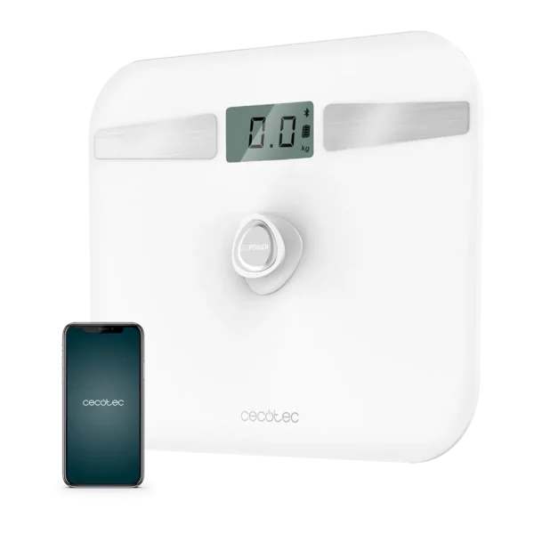 Imagen 3 Báscula de baño Cecotec EcoPower 10200 Smart Healthy White sin pilas. Conexión App, vidrio templado y sensores de alta precisión para un control exacto.