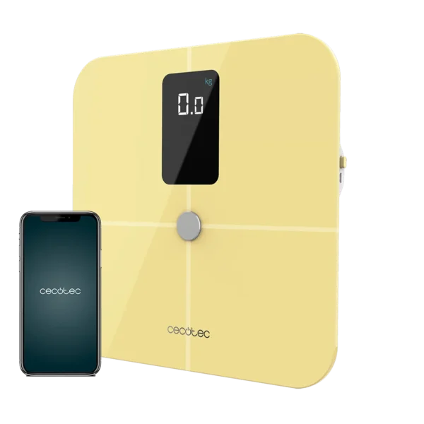 Imagen 3 Báscula de baño inteligente Cecotec Surface Precision 10400 Smart Healthy Vision Yellow. Mide 15 parámetros corporales con bioimpedancia y conexión a App.