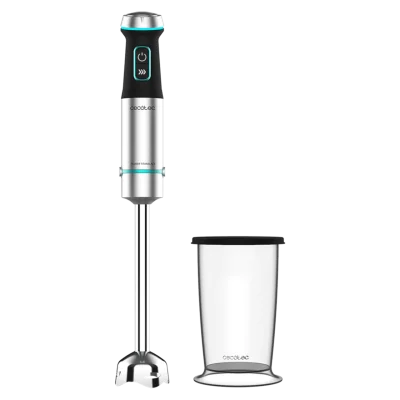 Batidora de mano Cecotec Power TitanBlack 1200 XL con cuchillas de titanio negro y vaso medidor de 800 ml