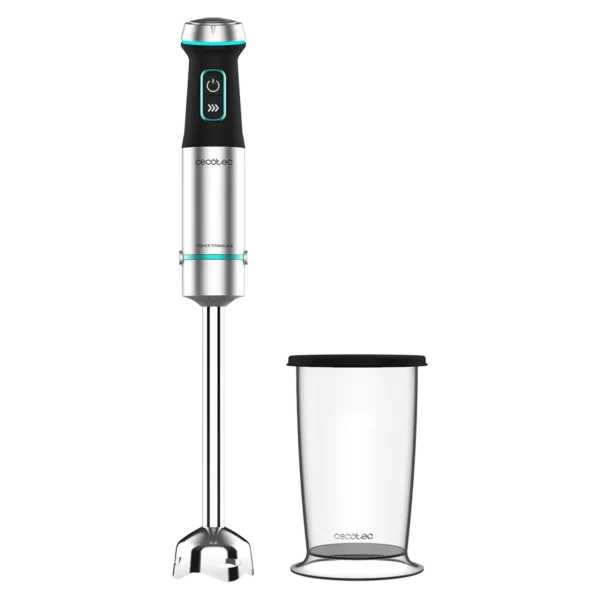 Batidora de mano Cecotec Power TitanBlack 1200 XL con cuchillas de titanio negro y vaso medidor de 800 ml