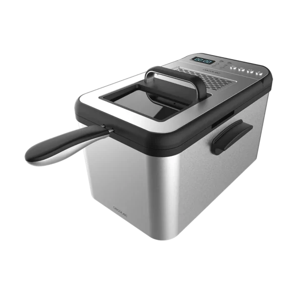Freidora de aceite digital Cecotec Cleanfry Luxury 4000 de acero inoxidable con pantalla de control y ventana en la tapa