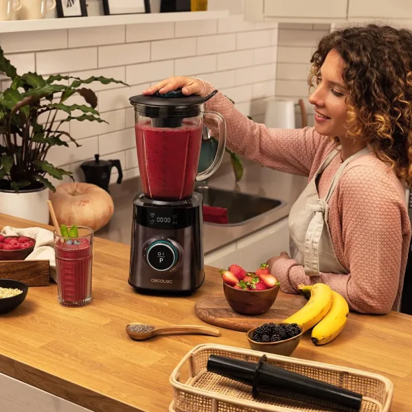 Imagen 8 Batidora de vaso Power Black Titanium 1800 Advance de 1800 W con cuchilla de 8 hojas de titanio negro y jarra de vidrio termorresistente de 1,8 litros.
