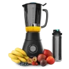 Batidora de vaso Power Black Titanium 1800 Go de acero inoxidable con jarra de vidrio y botella portátil
