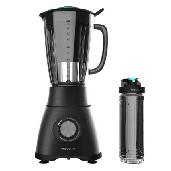 Imagen 2 Batidora de vaso Power Black Titanium 1800 Go con 1800 W, cuchillas de titanio negro y jarra de 1,8 L. Incluye botella portátil para llevar tus smoothies.