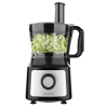 Vista frontal del procesador de alimentos Cecotec FoodProcessor Comino 1000 con cuerpo de acero inoxidable, bowl de 2 litros y accesorios de corte