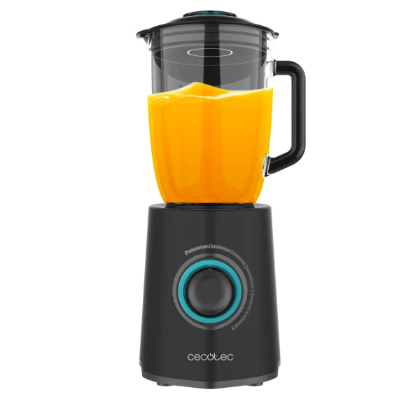 Imagen 3 Batidora de vaso Cecotec Power Black Titanium 2300MAX Mix Go con 2300W, 6 cuchillas de titanio negro, función pica hielo, modo Turbo y vaso sport portátil.