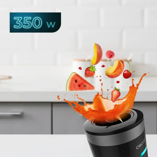 Imagen 3 Batidora de smoothies compacta con 300 W, cuchillas de titanio negro y vaso portátil de 570 ml. Ideal para batidos saludables y fáciles de transportar a diario.