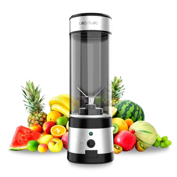 Batidora de smoothies portátil WanderlustMix USB de Cecotec con cuchillas de titanio negro y cuerpo compacto