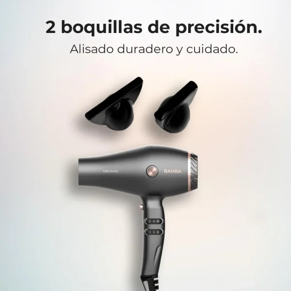 Imagen 7 Secador Cecotec Bamba IoniCare Harmony de 2600 W con motor AC, tecnología de iones reales y difusor. Logra un cabello brillante, sin encrespamiento y profesional.