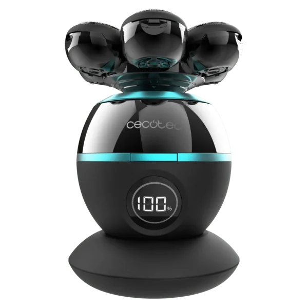 Imagen 2 Afeitadora de cabeza Cecotec Bamba PrecisionCare Skull Shaver con 7 cuchillas flotantes, pantalla digital y base de carga para un afeitado apurado.