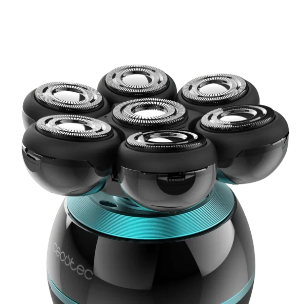 Imagen 3 Afeitadora de cabeza Cecotec Bamba PrecisionCare Skull Shaver con 7 cuchillas flotantes, pantalla digital y base de carga para un afeitado apurado.