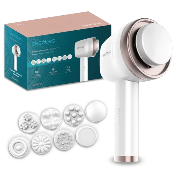 Masajeador corporal anticelulítico Bamba SkinCare Push Up de Cecotec con 8 cabezales intercambiables