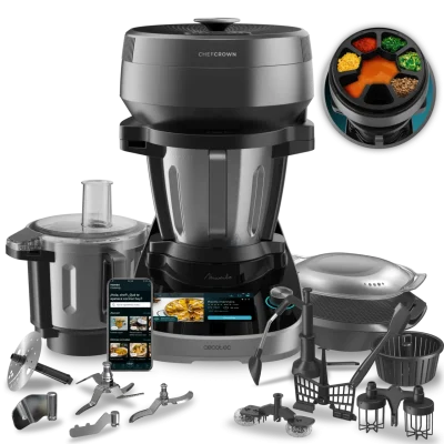 Robot de cocina Cecotec Mambo CooKing TotalGourmet con dispensador de alimentos, jarra Unique y accesorios